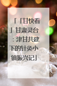 「甘快看」甘肃灵台：津甘共建下的针灸小镇振兴记
