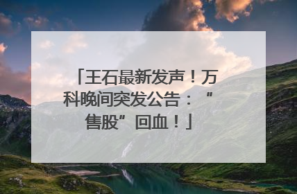 王石最新发声！万科晚间突发公告：“售股”回血！