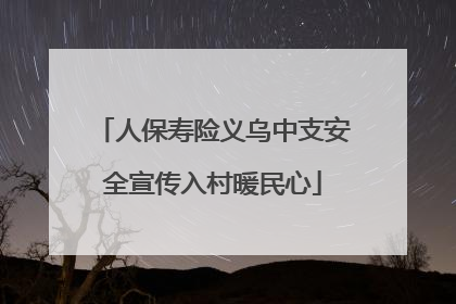 人保寿险义乌中支安全宣传入村暖民心