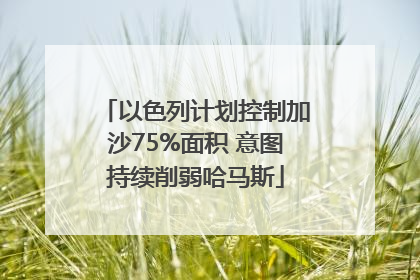 以色列计划控制加沙75%面积 意图持续削弱哈马斯
