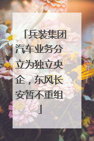 兵装集团汽车业务分立为独立央企，东风长安暂不重组