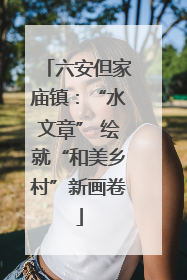 六安但家庙镇：“水文章” 绘就“和美乡村”新画卷