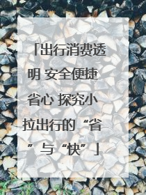 出行消费透明 安全便捷省心 探究小拉出行的“省”与“快”