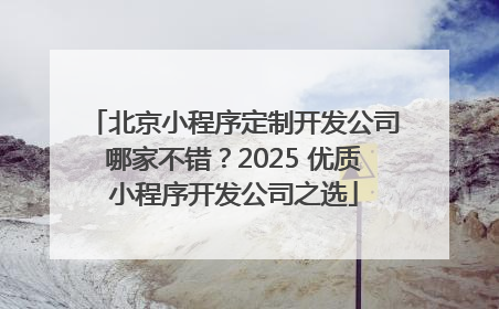 北京小程序定制开发公司哪家不错？2025 优质小程序开发公司之选