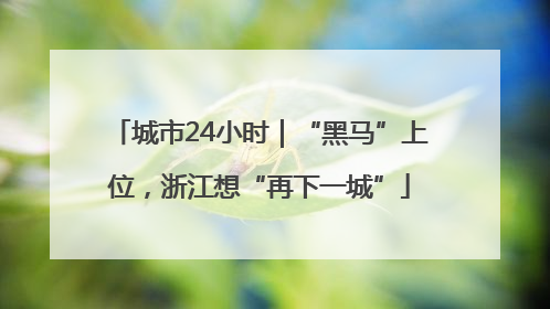城市24小时｜“黑马”上位，浙江想“再下一城”