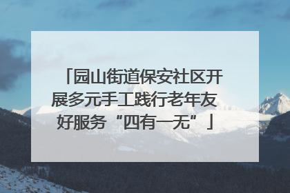 园山街道保安社区开展多元手工践行老年友好服务“四有一无”