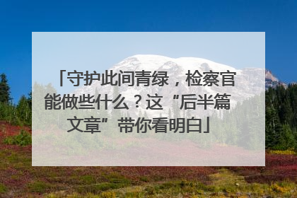 守护此间青绿，检察官能做些什么？这“后半篇文章”带你看明白