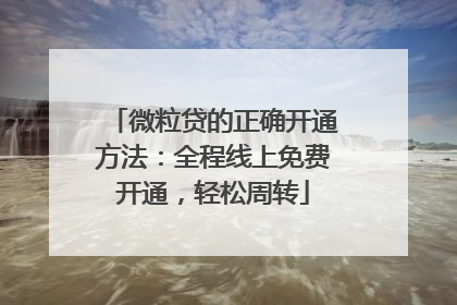 微粒贷的正确开通方法：全程线上免费开通，轻松周转
