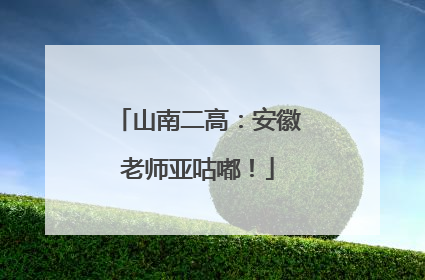 山南二高：安徽老师亚咕嘟！