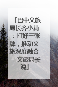 巴中文旅局长齐小莉：打好三张牌，推动文旅深度融合｜文旅局长说