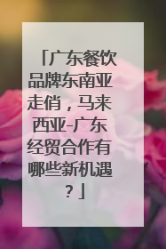 广东餐饮品牌东南亚走俏，马来西亚-广东经贸合作有哪些新机遇？