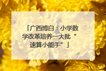 广西博白：小学数学改革培养一大批“速算小能手”