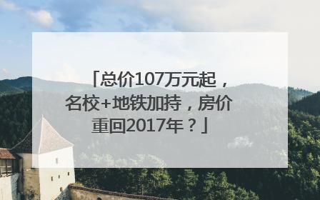 总价107万元起，名校+地铁加持，房价重回2017年？
