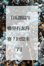 成都端午哪里有龙舟赛？回复来了