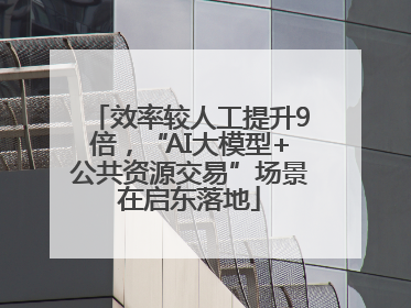 效率较人工提升9倍，“AI大模型+公共资源交易”场景在启东落地
