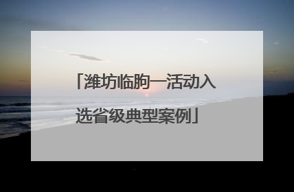 潍坊临朐一活动入选省级典型案例