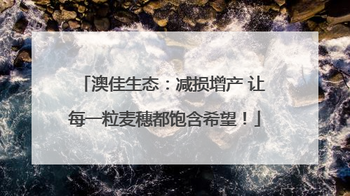 澳佳生态：减损增产 让每一粒麦穗都饱含希望！