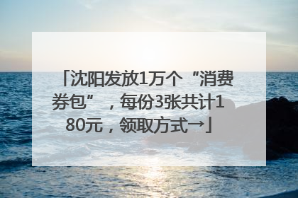 沈阳发放1万个“消费券包”，每份3张共计180元，领取方式→