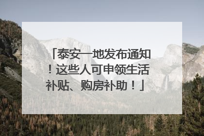 泰安一地发布通知！这些人可申领生活补贴、购房补助！