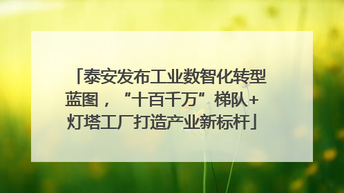 泰安发布工业数智化转型蓝图，“十百千万”梯队+灯塔工厂打造产业新标杆