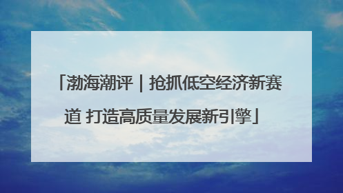 渤海潮评｜抢抓低空经济新赛道 打造高质量发展新引擎