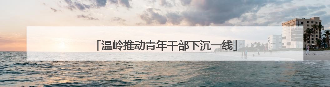 温岭推动青年干部下沉一线