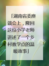 湖南省委座谈会上，隆回这位小学老师讲述了一个乡村教学点的温暖故事