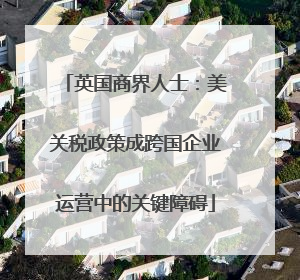英国商界人士：美关税政策成跨国企业运营中的关键障碍