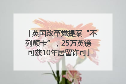 英国改革党提案“不列颠卡”，25万英镑可获10年居留许可
