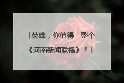 英雄，你值得一整个《河南新闻联播》！