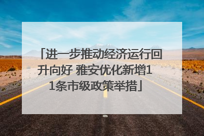 进一步推动经济运行回升向好 雅安优化新增11条市级政策举措