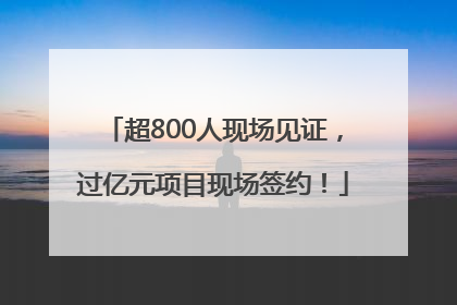 超800人现场见证，过亿元项目现场签约！
