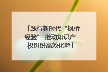 践行新时代“枫桥经验” 推动知识产权纠纷高效化解
