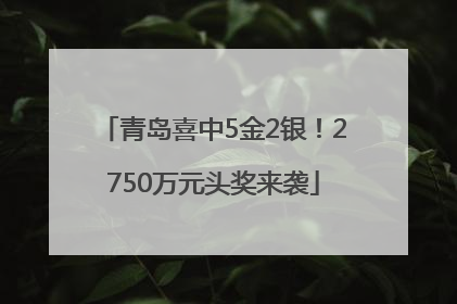 青岛喜中5金2银！2750万元头奖来袭