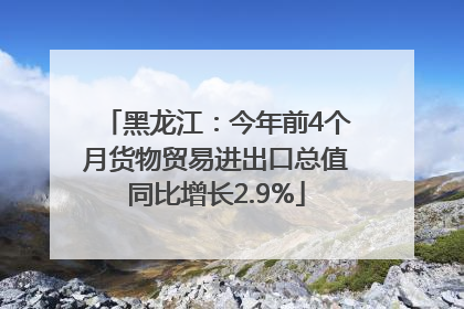 黑龙江：今年前4个月货物贸易进出口总值同比增长2.9%